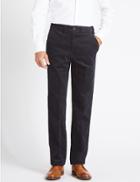 Marks & Spencer Regular Fit Pure Cotton Corduroy Trousers Navy