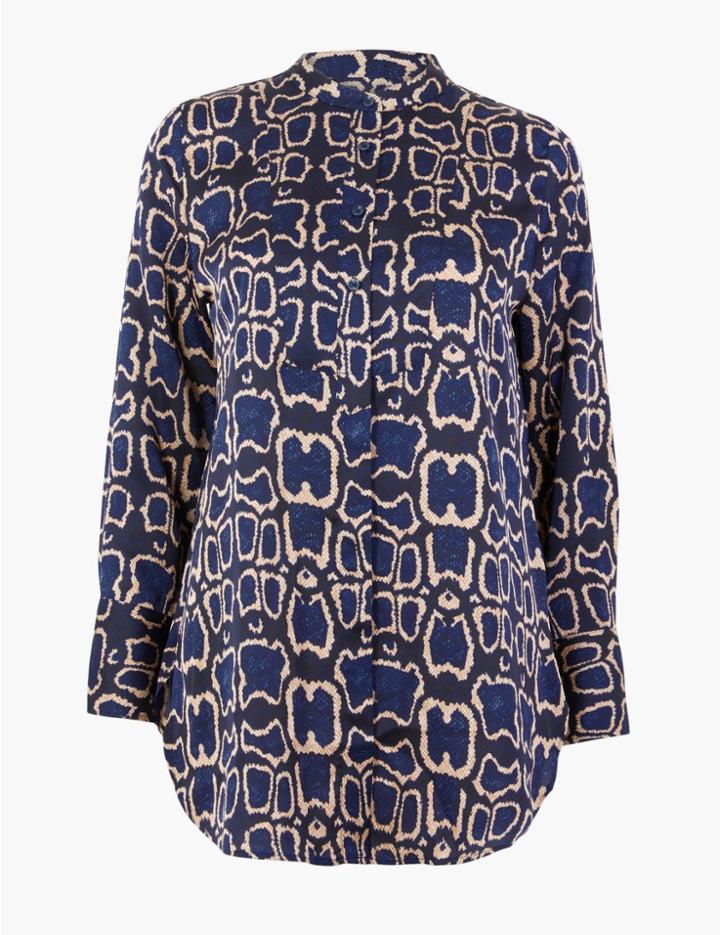 Marks & Spencer Petite Snake Print Longline Shirt Blue Mix