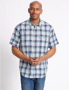 Marks & Spencer Pure Cotton Checked Shirt With Pockets Navy Mix