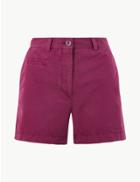 Marks & Spencer Shorter Length Pure Cotton Chino Shorts Purple