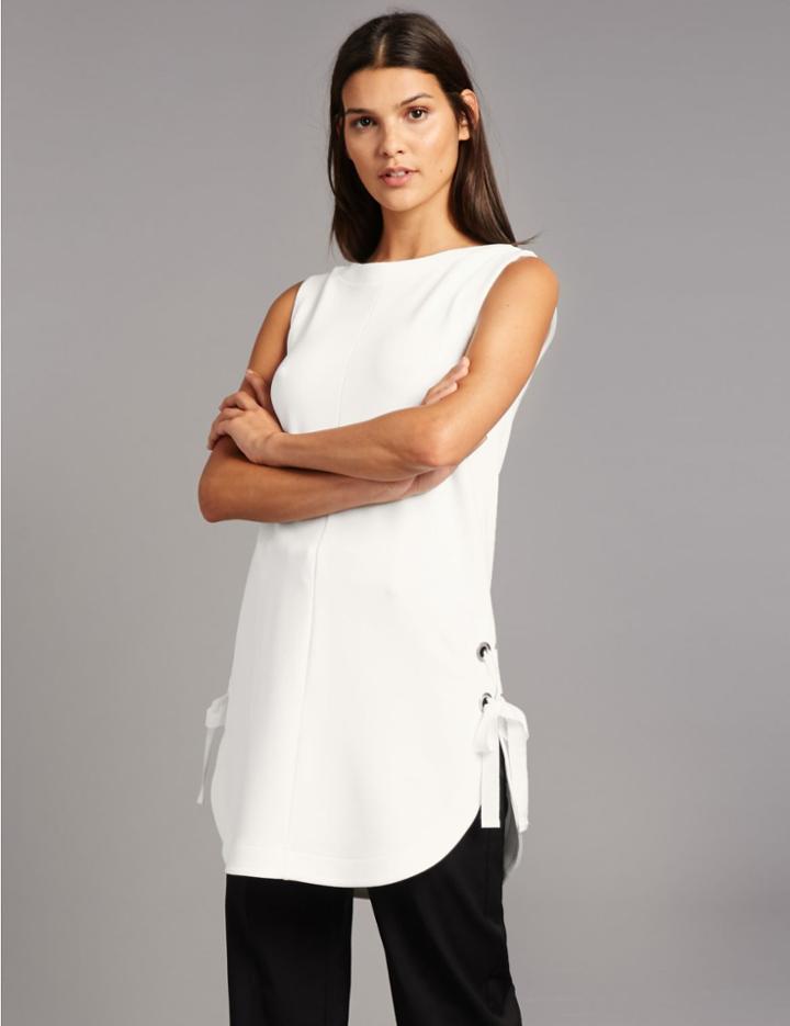 Marks & Spencer Eyelet Tie Detail Sleeveless Tunic Ivory Mix