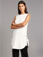 Marks & Spencer Eyelet Tie Detail Sleeveless Tunic Ivory Mix