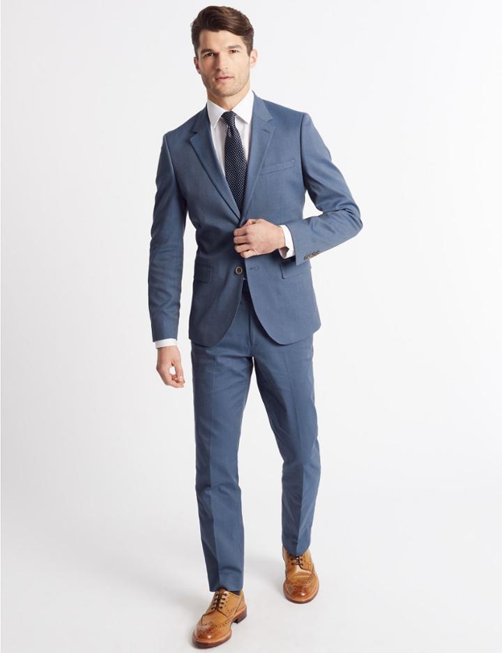 Marks & Spencer Cotton Rich Tailored Fit Jacket Denim