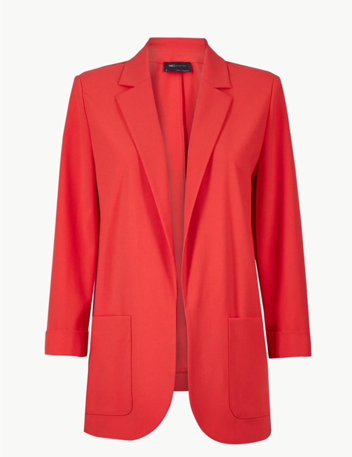 Marks & Spencer Relaxed Patch Pocket Blazer Bright Red