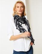Marks & Spencer Printed Square Western Scarf Navy Mix