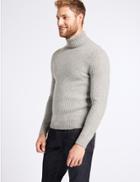 Marks & Spencer Supersoft Roll Neck Jumper With Wool Grey