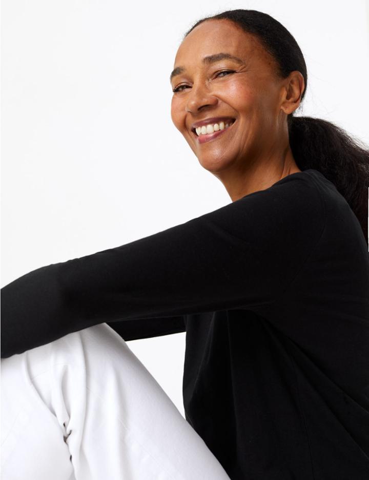 Marks & Spencer Pure Cotton Straight Fit Top Black