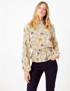 Marks & Spencer Printed Waisted Blouse Ivory Mix