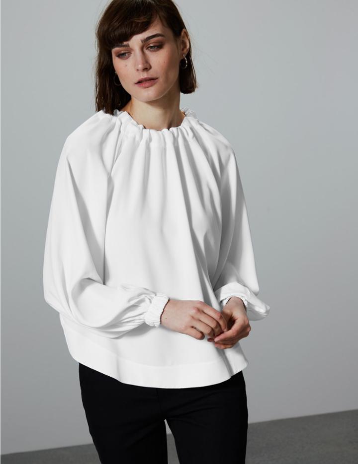 Marks & Spencer Round Neck Long Sleeve Blouse Soft White