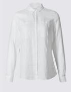 Marks & Spencer Plus Pure Linen Long Sleeve Shirt White