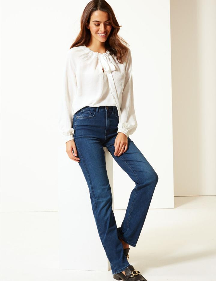 Marks & Spencer Sculpt & Slim Straight Leg Jeans Medium Indigo