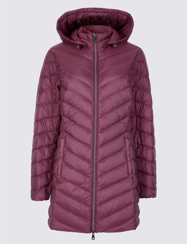 Marks & Spencer Petite Down & Feather Coat With Stormwear&trade; Plum