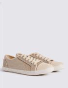 Marks & Spencer Lace-up Glitter Toe Cap Trainers Gold Mix
