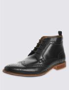 Marks & Spencer Leather Lace-up Brogue Chukka Boots Black