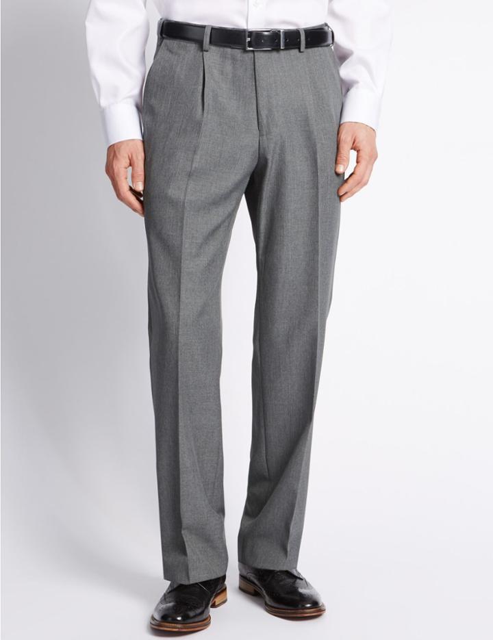 Marks & Spencer Single Pleat Trousers Grey