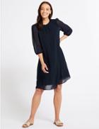 Marks & Spencer Spotted 3/4 Sleeve Tunic Dress Navy