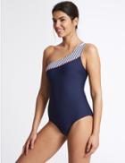 Marks & Spencer Secret Slimming&trade; Padded One Shoulder Swimsuit Navy Mix