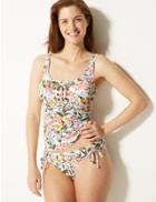 Marks & Spencer Floral Print Lace-up Tankini Top White Mix