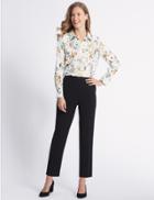 Marks & Spencer Satin Waist Band Trousers Black Mix