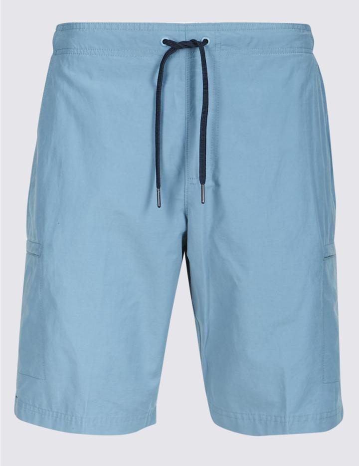 Marks & Spencer Cotton Rich Quick Dry Swim Shorts Slate Blue