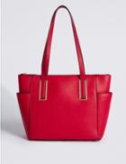 Marks & Spencer Faux Leather Metal Tab Shopper Bag Red