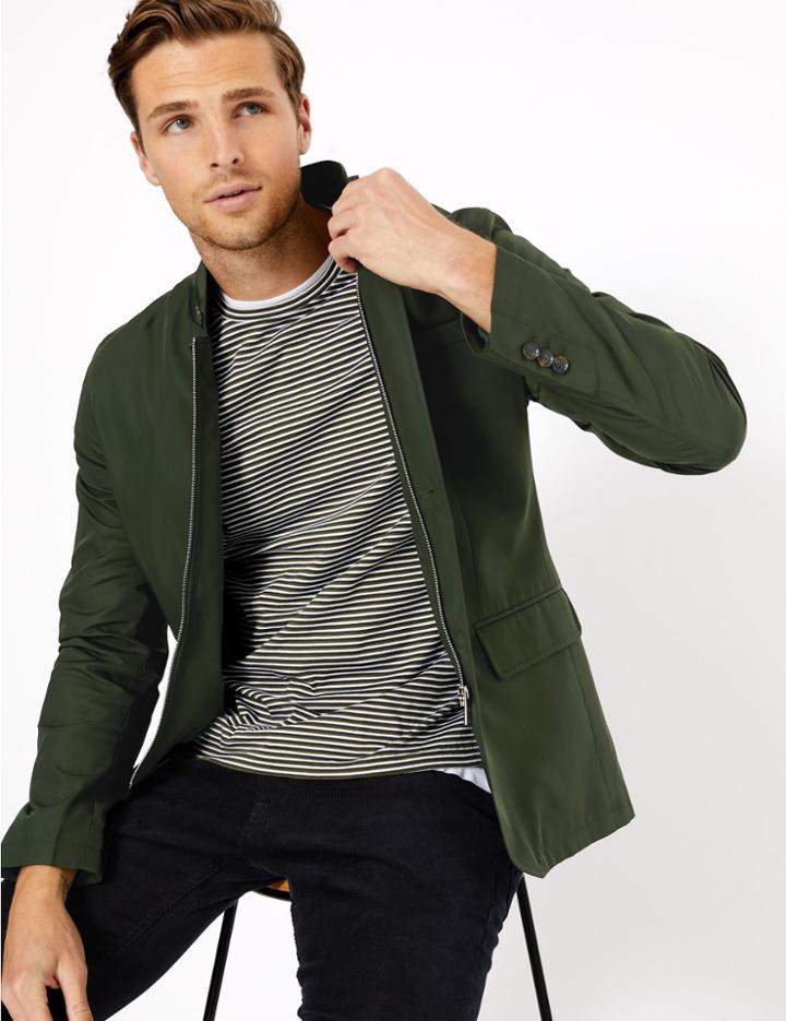 Marks & Spencer Technical Zipped Blazer Khaki