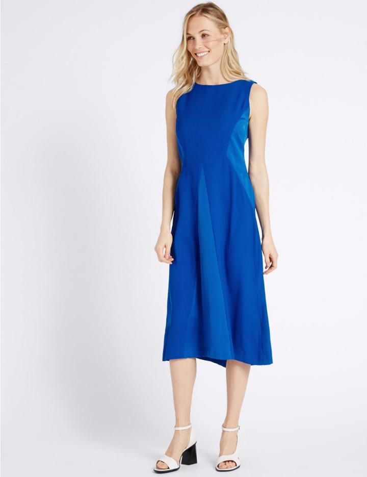Marks & Spencer Spliced Skater Midi Dress Navy