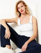 Marks & Spencer Pure Cotton Scoop Neck Regular Fit Vest Top Navy