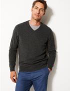 Marks & Spencer Extra Fine Lambswool V-neck Jumper Charcoal