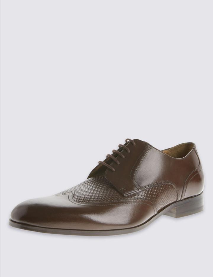 Marks & Spencer Leather Gibson Lace-up Shoes Brown