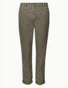 Marks & Spencer Petite Pure Cotton Tapered Leg Chinos Khaki