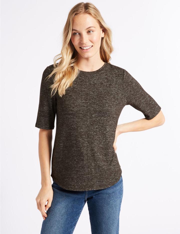 Marks & Spencer Warm Handle Round Neck Half Sleeve T-shirt Mid Grey