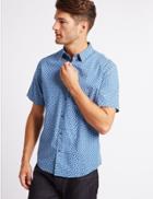 Marks & Spencer Pure Cotton Printed Shirt Blue