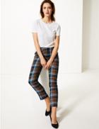 Marks & Spencer Mia Checked Slim Ankle Grazer Trousers Camel Mix