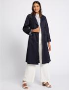 Marks & Spencer Pure Cotton Trench Coat With Stormwear&trade; Navy