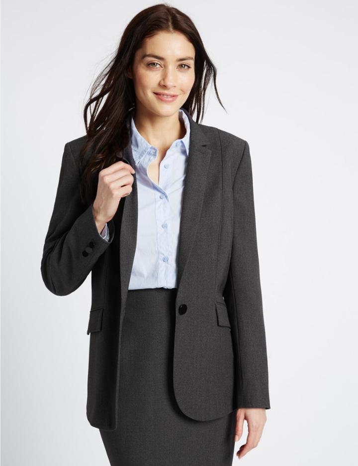 Marks & Spencer Piped Single Button Blazer Charcoal