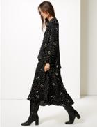 Marks & Spencer Floral Print Drop Waist Maxi Dress Black Mix