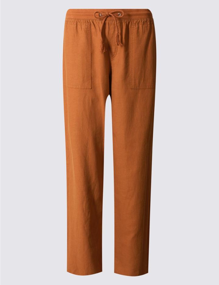 Marks & Spencer Wide Leg Beach Trousers Rust