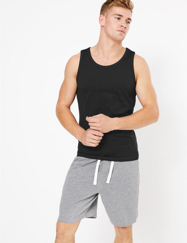 Marks & Spencer Pure Cotton Hanging Vest Black