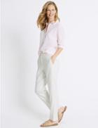 Marks & Spencer Linen Blend Straight Leg Trousers Winter White