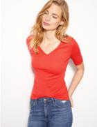 Marks & Spencer Pure Cotton V-neck Short Sleeve T-shirt Red