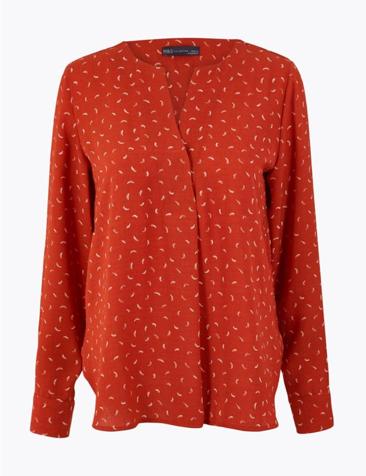 Marks & Spencer Ditsy Dash Printed Blouse Orange Mix