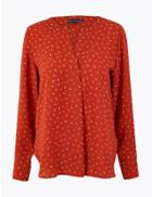 Marks & Spencer Ditsy Dash Printed Blouse Orange Mix