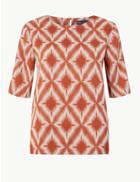 Marks & Spencer Printed Shell Top Light Tan Mix