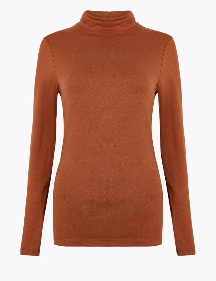 Marks & Spencer Heatgen Plus&trade; Thermal Long Sleeve Turtle Neck Top Fudge