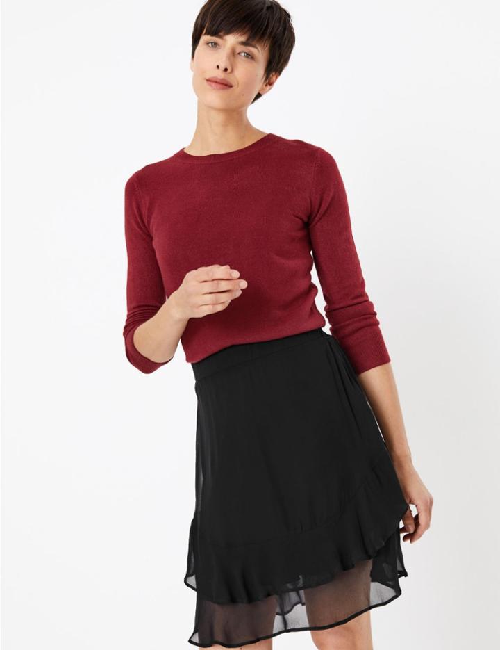Marks & Spencer Ruffle Hem Mini Skirt Black Mix