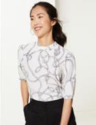 Marks & Spencer Rope Print Shell Top Ivory Mix