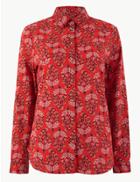 Marks & Spencer Printed Long Sleeve Shirt Red Mix
