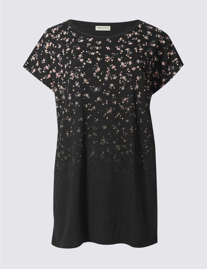 Marks & Spencer Modal Blend Ditsy Print Jersey Top Black Mix