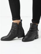 Marks & Spencer Leather Ruched Zip Ankle Boots